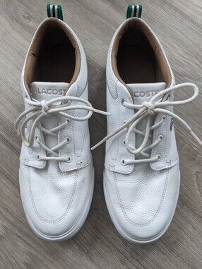 Lacoste Men’s White Leather Lace-Up Sneakers